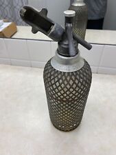 1926 Glass Syphon Mesh Metal Seltzer Bottle Shaker Soda Charger picture