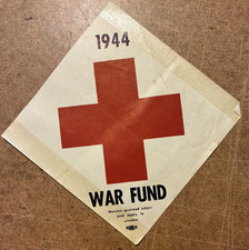 Vintage 1944 WW II War Fund Red Cross Window Sticker picture