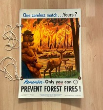 Vintage Genuine Original 1953 Smokey Bear Poster, Michigan Conservation RARE A+ picture