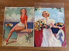 Pair Bradshaw Crandell Cigarette Ads Glamour Girls Old Gold Style Prints picture