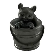 Cat in Bucket 1.25 Inch Vintage Pewter Figurine Spoontiques 1987 picture