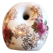 Vase vtg Floral Porcelain Roses cottagecore grannycore pink gold tone picture