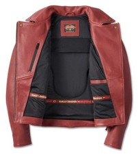 NWT Harley-Davidson 120th Cycle Queen Vintage Leather Biker Jacket 2XL Red picture