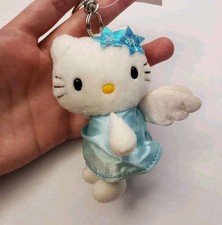 Vintage RARE 2002 Sanrio Smiles Hello Kitty Blue Angel Plush Keychain w/Flaws picture