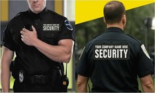 Custom security Embroidery Patch  4x10 And 2x5 Hook On Back White On Black picture
