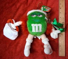 NWT M&Ms Green Plush Santa Hat Christmas Shopping Bag Holiday Galerie 8