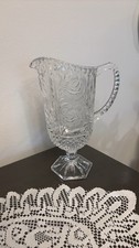 Vintage Cut Glass Pitcher with Floral Design picture