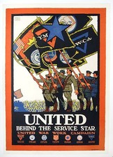 Original WWI US United War Work Poster - United behind the Service Star picture