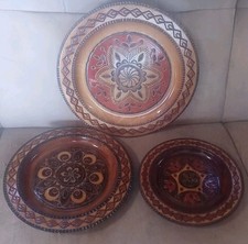 Lot of 3 VTG 1940s Polish Drzewiarz Handmade Wooden Nesting Plates 10