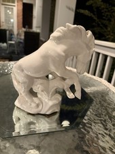 Vtg MCM 1960's White Porcelain Rearing Horse Figurine Ceramic Stallion picture
