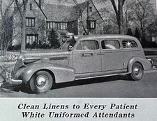 Mc NEILL PACKARD AMBULANCE WHITE UNIFORMED ATTENDANTS CHICAGO 1935 BLOTTER picture