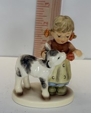 Hummel Figurine “Friendly Feeding” #2231 3.5” Tall TMK-8 Cow Backstamp Mint Cond picture