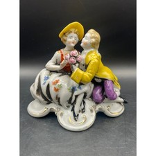 Vtg Porcelain Figurine Courting Couple Statue Decor Japan 5