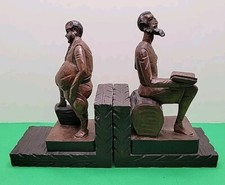 Vintage Ouro Artesania Don Quixote & Sancho Panza Carved Wooden Bookends. picture