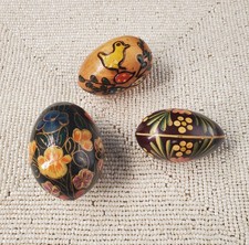 Hand-painted wooden folk art eggs, traditional decorative across Eastern Europe. picture