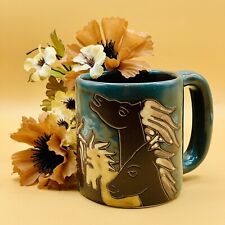 DESIGN BY MARA Wild Horses Large Coffee Mug Mexican Art Pottery picture