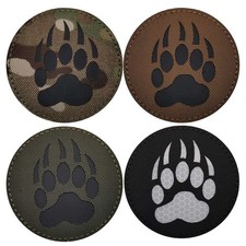 4Pcs Reflective IR K9 Paw Bear Paw Ranger Militray Tactical Hook Loop Patch picture