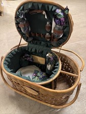 Vintage Austin Reed Woven Basket With Full Utensil Set Excellent Condition picture