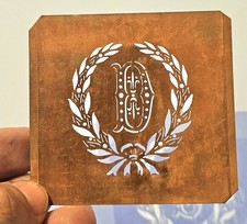 Antique Copper Monogram Stencil Letter D – Ornate Alphabet Plate c.1880–1920 D2 picture