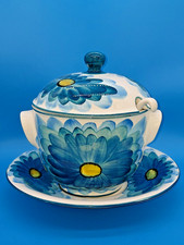 Vintage Olaria De Alcobaca Floral Soup Tureen COMPLETE Set picture