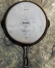 Vintage Griswold No. 8 704 A- Small Logo- Grooved Handle Cast Iron Skillet picture