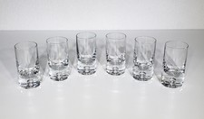 Krosno Poland 6 Clear Crystal Vodka Tequila Bubble Bottom Shot Glasses 3.25