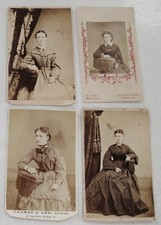 4 ANTIQUE CDV PHOTOS PORTRAITS OF LOVELY YOUNG SEATED WOMEN ALL FROM READING PA picture