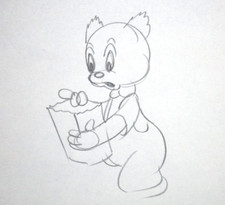 1942 ANDY PANDA AIR RAID WARDEN WALTER LANTZ  ORIGINAL PRODUCTION cel DRAWING picture