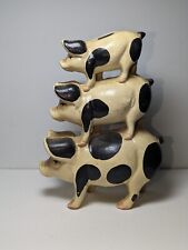 Vintage Cast Iron Black & White 3 Pigs Stacked On Top of Each Other 7