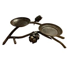 Vintage Wrought Iron Pinecone Branches Candleholder Rustic Decor 2 Pillars 9x9x2 picture