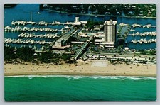 Bahia Mar Hotel Fort Lauderdale Florida Hilton 1980s Aerial View Vtg Postcard picture