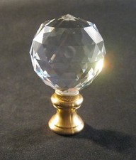 Lamp Finial-Faceted crystal ball lamp finial w/solid brass dual thread base  picture