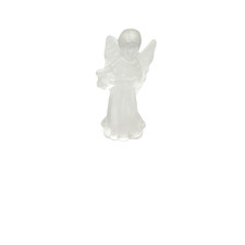Vtg Clear Frosted Angel Figurine Holding Harp Electrical Cord Opening 6 1/2 inH picture
