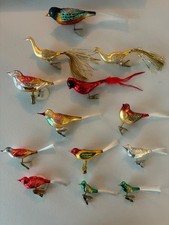 13 Vintage German Mercury Glass Bird Ornaments Clip-On Lauschaer + picture