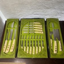 Vtg Fleur-de-lis 19pc Surgical Stainless Steel Gourmet Cutlery Set Mid Century picture