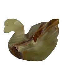 Vintage Carved Swan 2” Tall Hand Trinket Miniature Figurine Green Onyx  READ picture