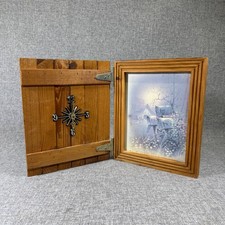 VTG Andre LeBlanc Wood Shutter Wall Clock Picture Hinged Frame Rustic Farmhouse picture