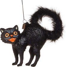Raz Imports Black Fraidy Cat Halloween Christmas Ornament Glass Eric Cortina picture