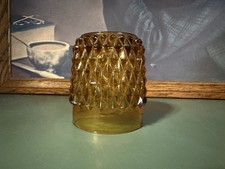 Vintage Indiana Amber Glass Diamond Point Fairy Lamp • Top only picture