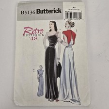 New Butterick Womens Retro 1948 Pattern, Evening Dress #B5136 Sz 6-12 Uncut picture