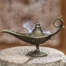 Arabic Incense Burner Antique Gold Metal Cone Bakhoor Holder Decorative Lantern picture