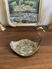 Vintage Brass Swan Trinket Candy Dish/Soap Dish Decor Metalware Patina 5.5” picture