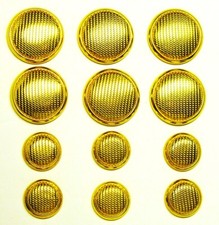 UNKNOWN BRAND REPLACEMENT BUTTON 12 Gold Tone SHINY metal buttons Good Used Cond picture