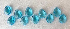 Set Of 10 Czech Turquoise Glass Faceted Prisms  picture