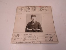 1906 Charlestown MA MUG SHOT Frank Sullivan w/ Photo, List of Tattoos, Yeggman picture
