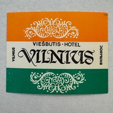 Vintage Hotel Travel Label Viesbutis Hotel Vilnius Lithuania picture
