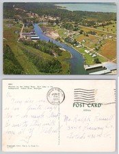 Vintage 1966 Indian River Michigan Marinas Burt Lake Aerial Chrome Postcard picture