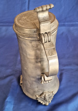 Antique Engraving Beer Pewter Tankard-Antique Large Pewter Mug-Oversize picture