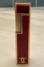Vintage Cartier Lighter Working Gold Plated Butane Lighter Red Lacquer picture