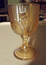 Iris & Herringbone iridescent footed wine glass by Jeanette glass company picture